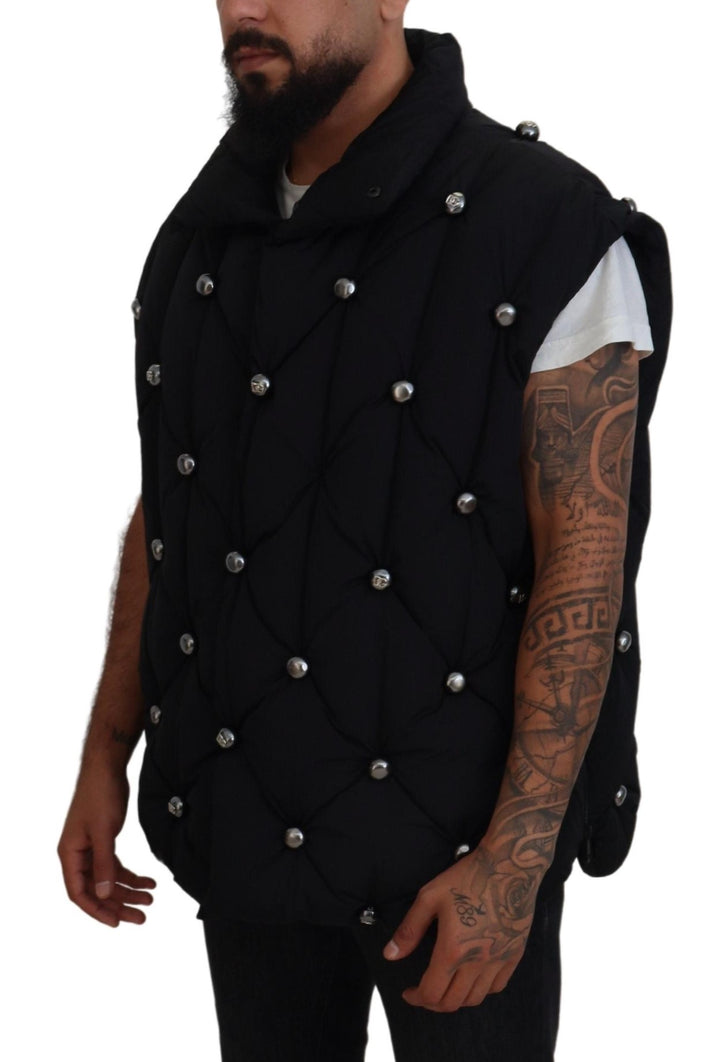 Elegant black sleeveless vest jacket