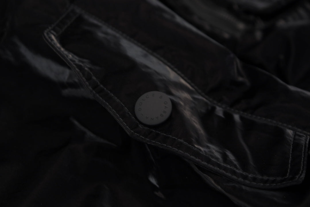 Elegant black bomber jacket with hood