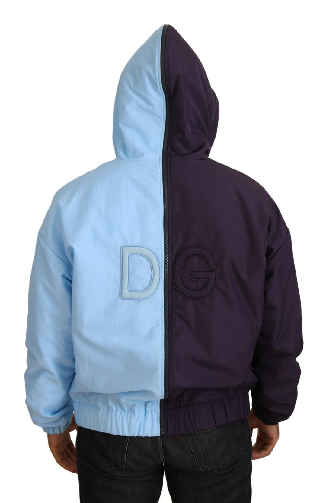 Elegant blue jacket with hood - full zip
