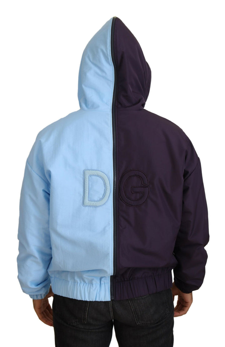 Elegant blue jacket with hood - full zip