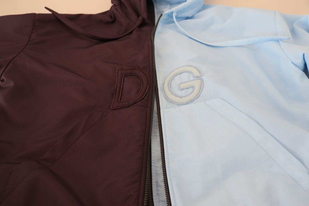Elegant blue jacket with hood - full zip