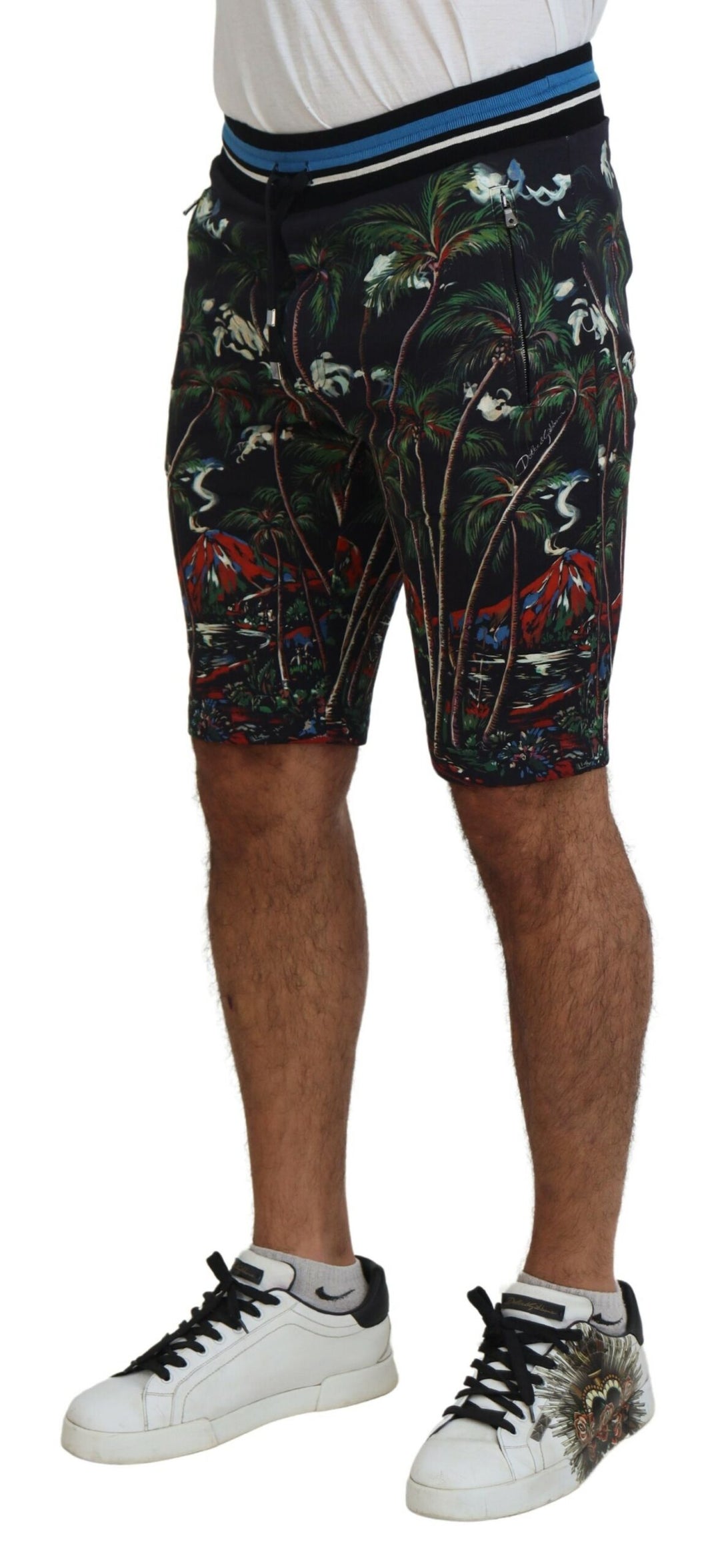 Lässige knielange Shorts mit Vulkandruck