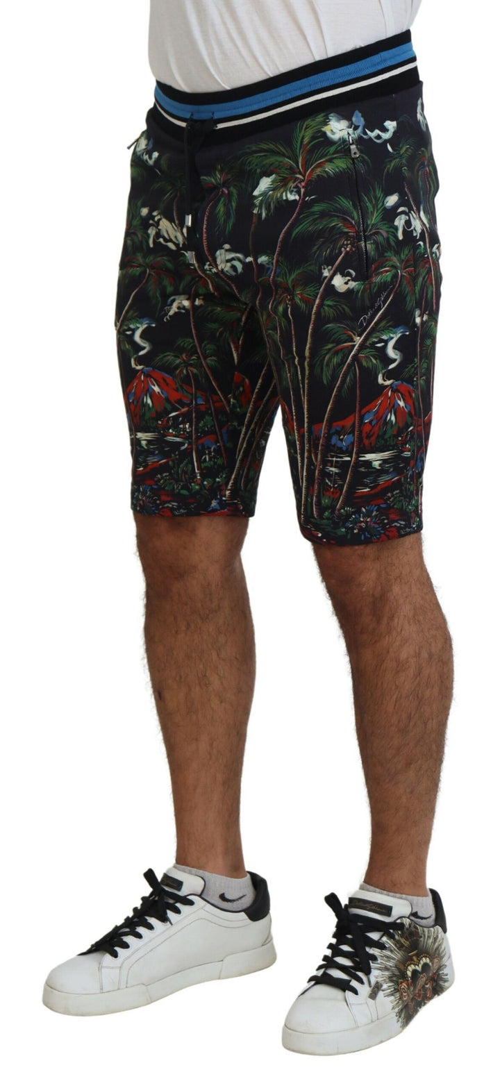 Lässige knielange Shorts mit Vulkandruck