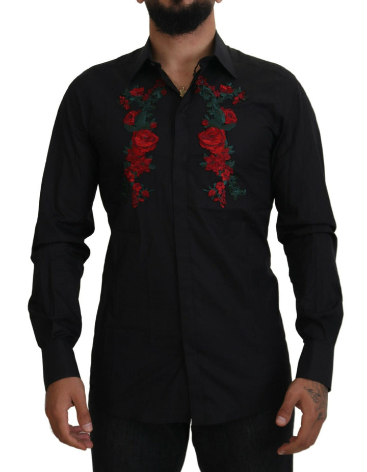 Elegant cotton shirt with floral embroidery