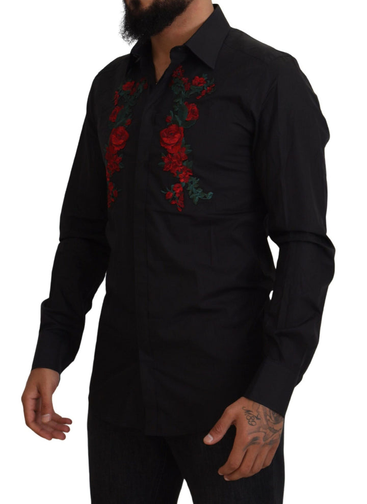 Elegant cotton shirt with floral embroidery