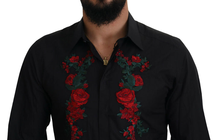 Elegant cotton shirt with floral embroidery