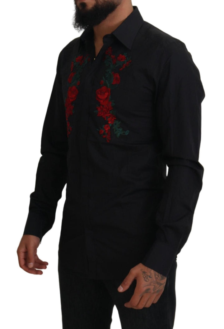 Elegant cotton shirt with floral embroidery