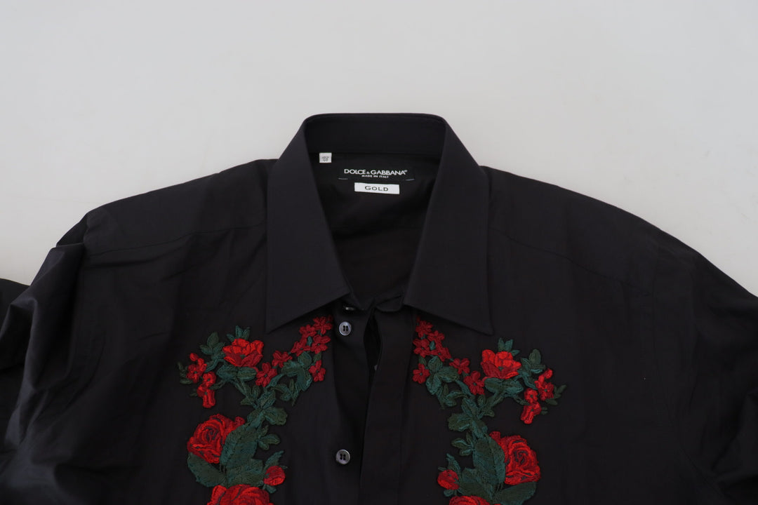 Elegant cotton shirt with floral embroidery