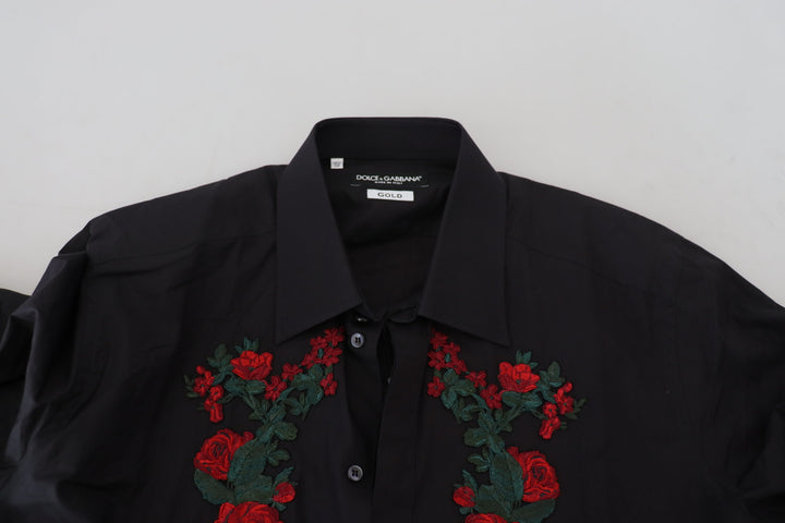 Elegant cotton shirt with floral embroidery