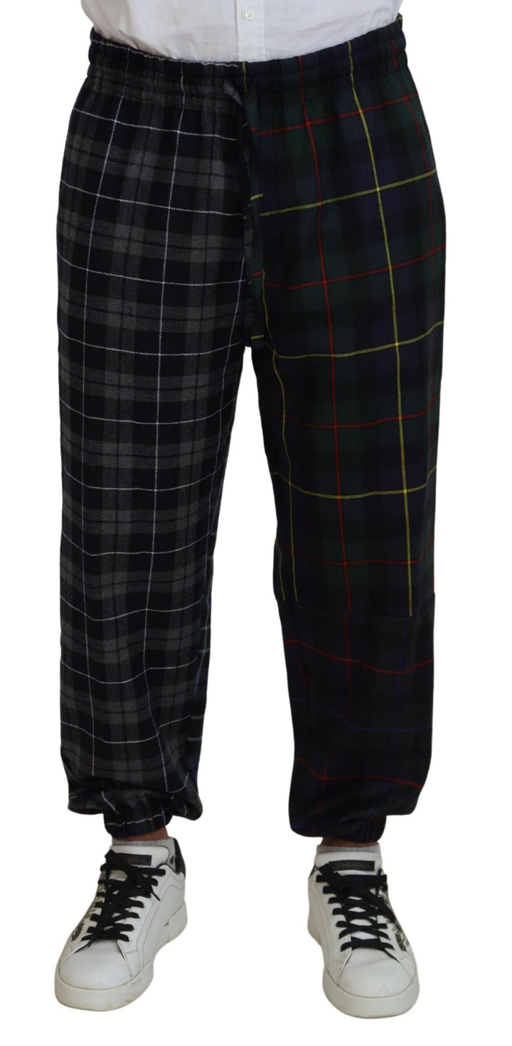 Checked wool blend sweatpants