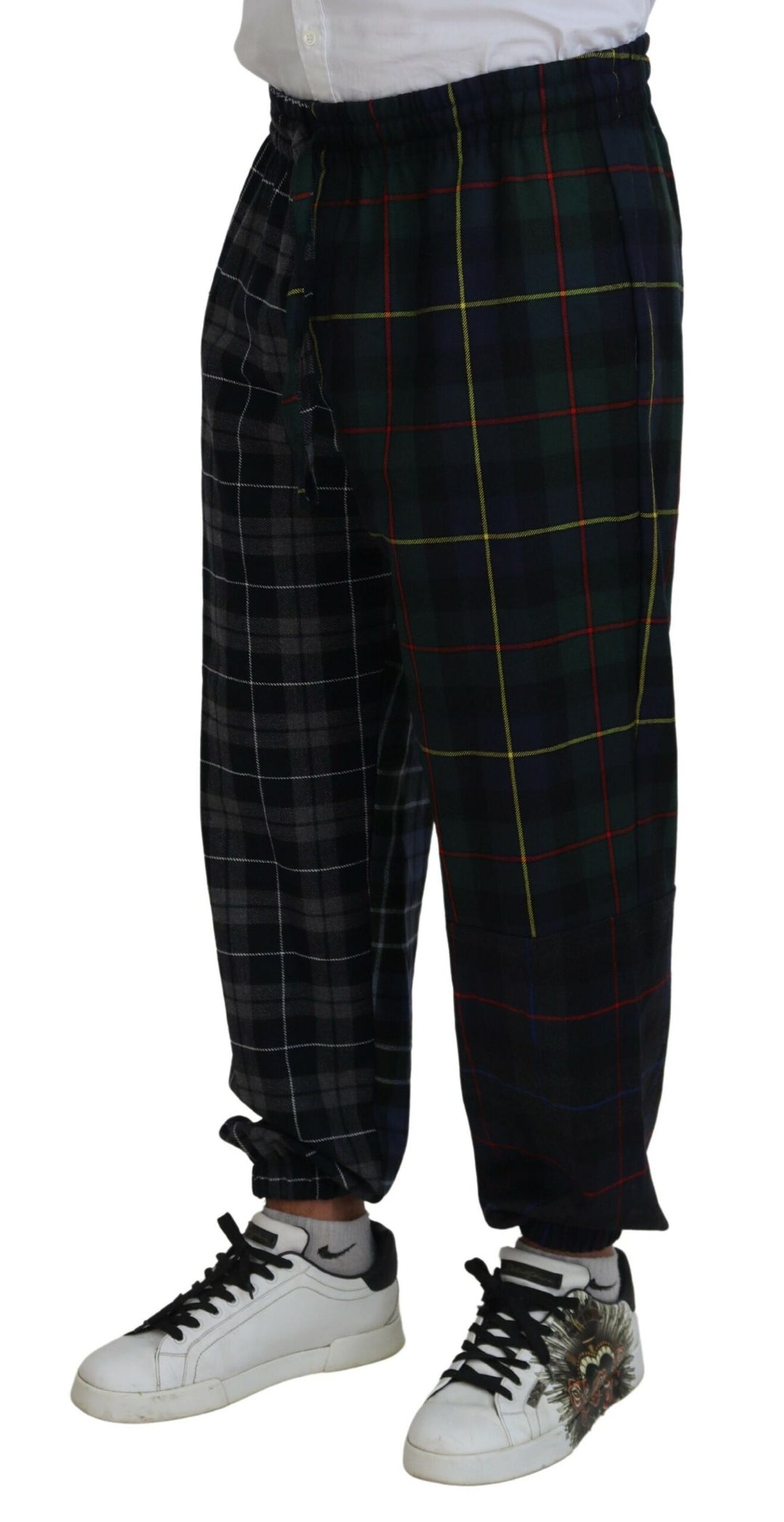 Checked wool blend sweatpants