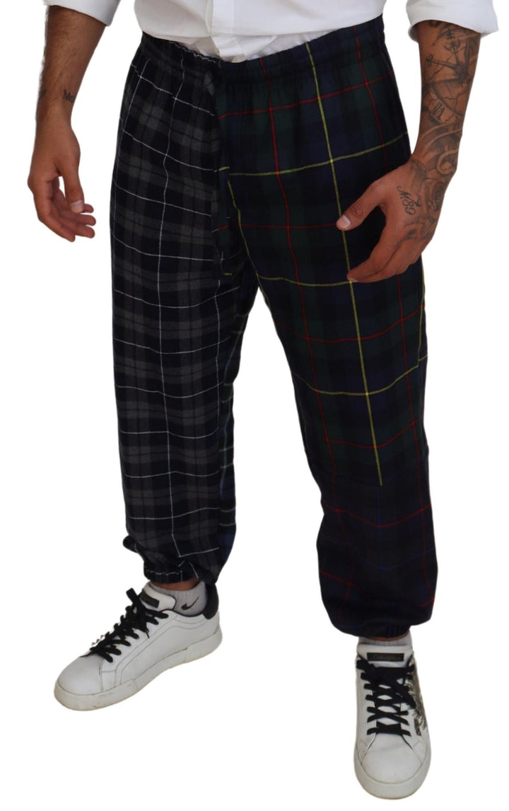 Checked wool blend sweatpants