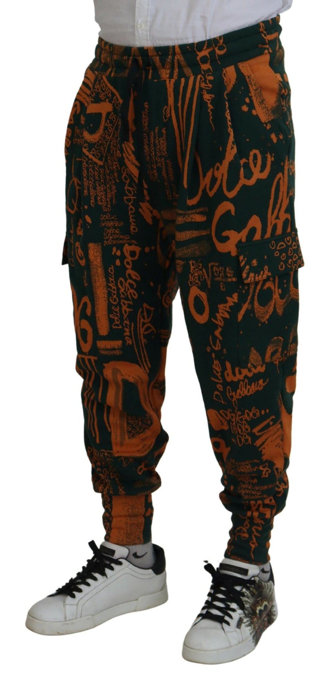 Multicolor silk blend jogger cargo pants