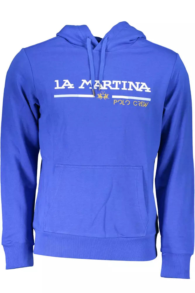 Chic blue embroidered sweatshirt with hood