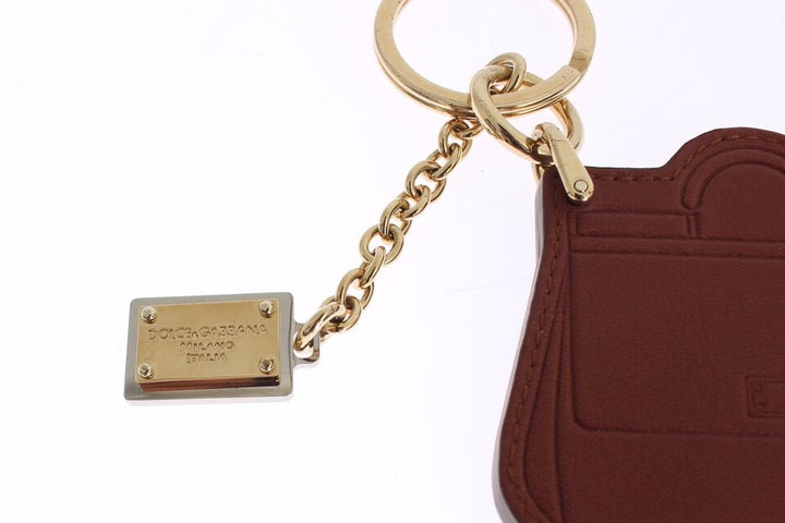 Braunes Leder Miss SICILY Gold Finder Kette Schlüsselanhänger