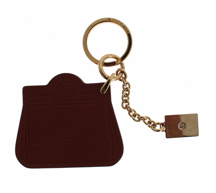 Braunes Leder Miss SICILY Gold Finder Kette Schlüsselanhänger
