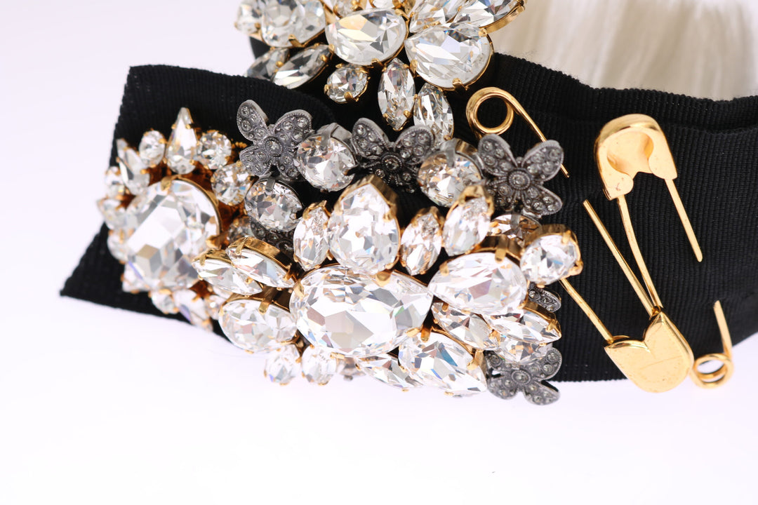 Elegant black crystal headband tiara