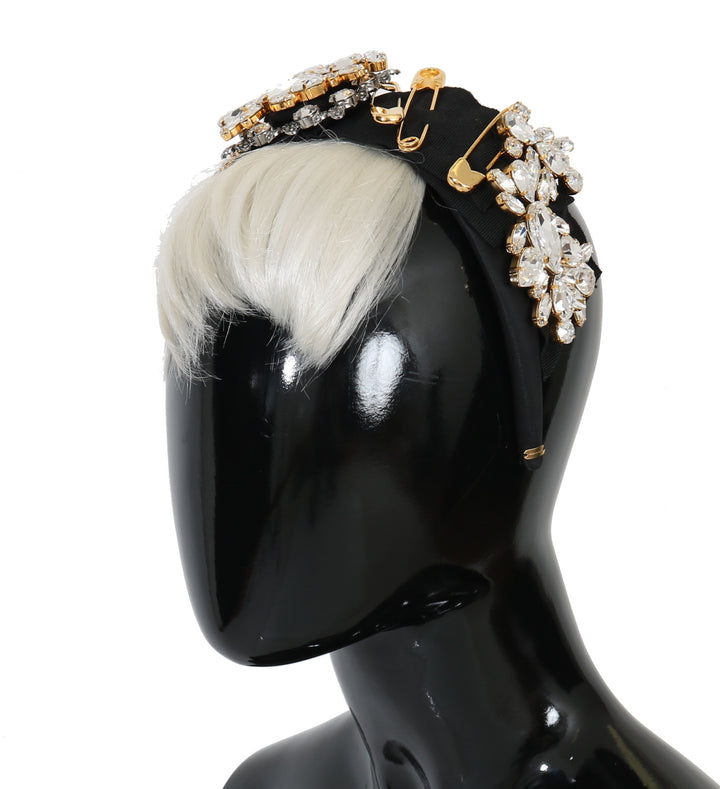 Elegant black crystal headband tiara