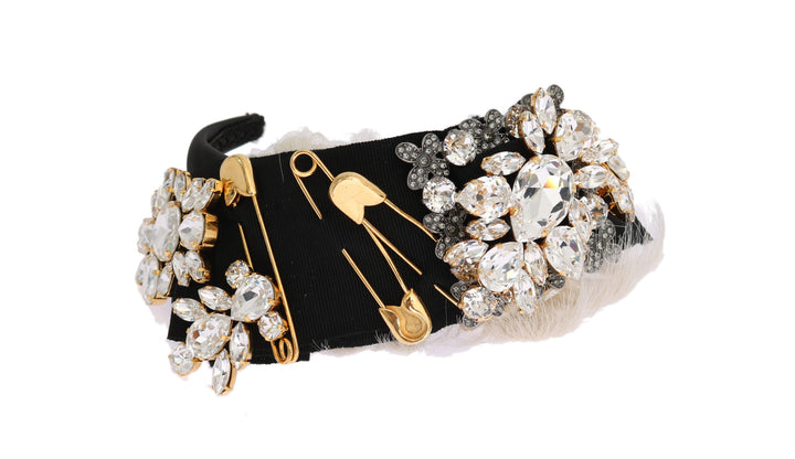 Elegant black crystal headband tiara