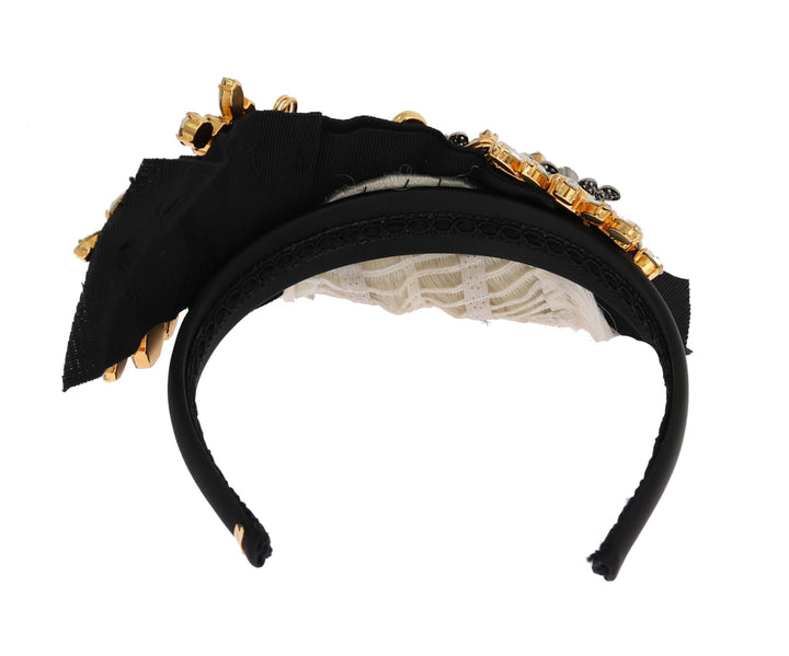 Elegant black crystal headband tiara