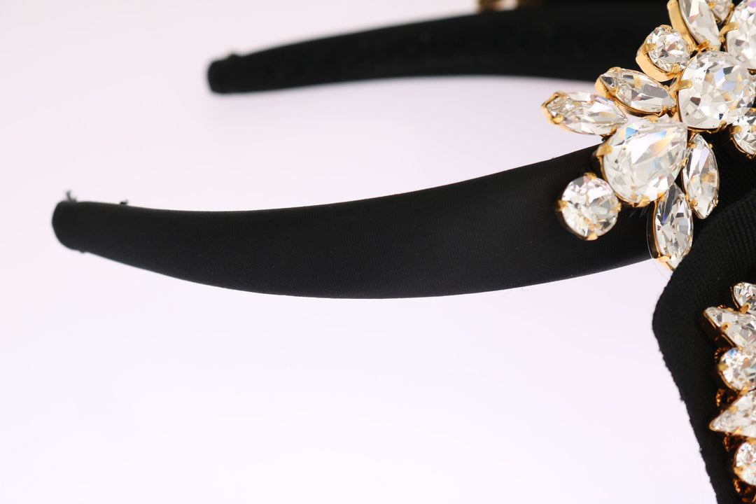 Elegant black crystal headband tiara