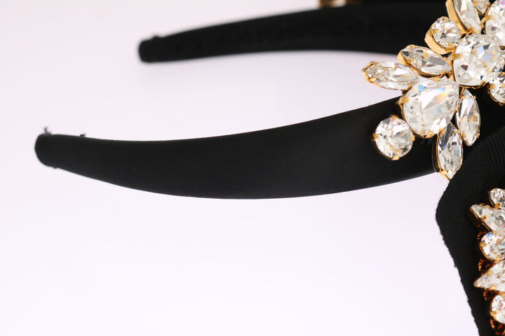 Elegant black crystal headband tiara