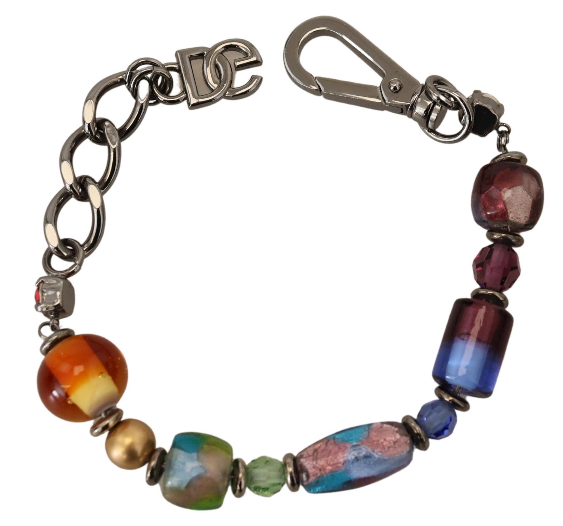 Multicolor pearl silver chain bracelet