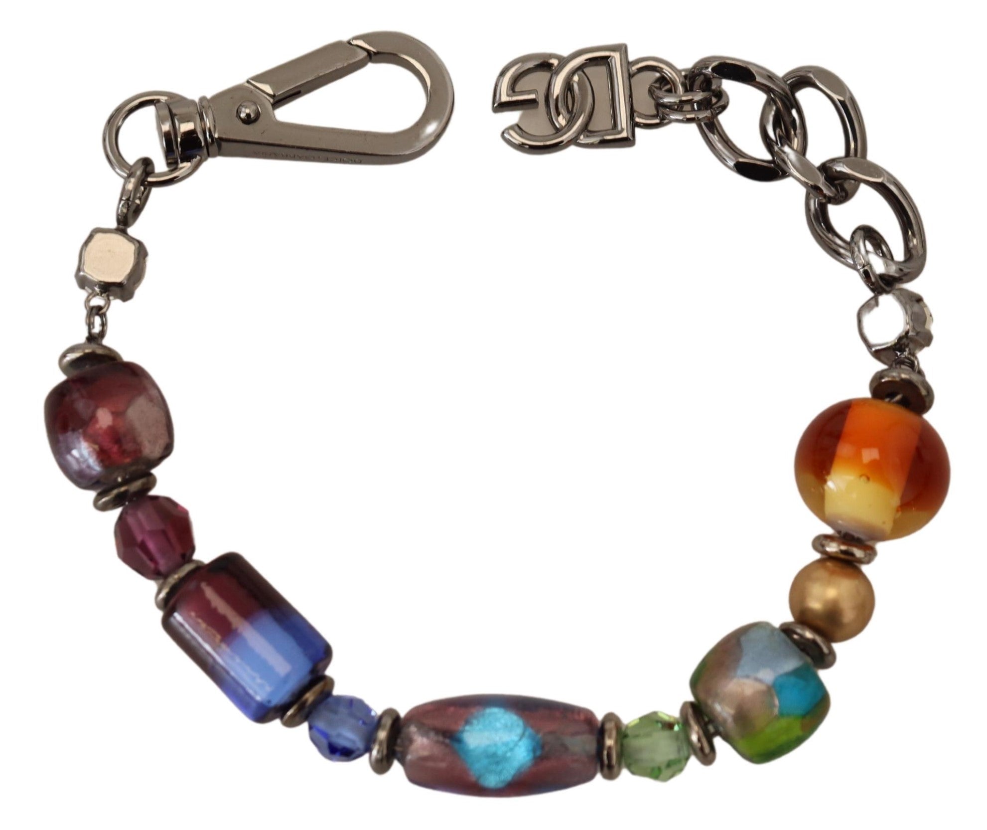 Multicolor pearl silver chain bracelet