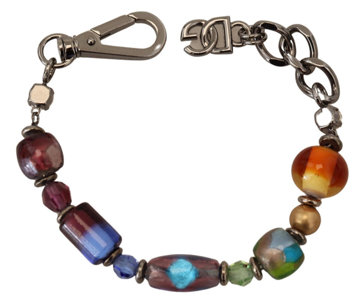 Dolce & Gabbana Multicolor Perlen Silber Kette Armband