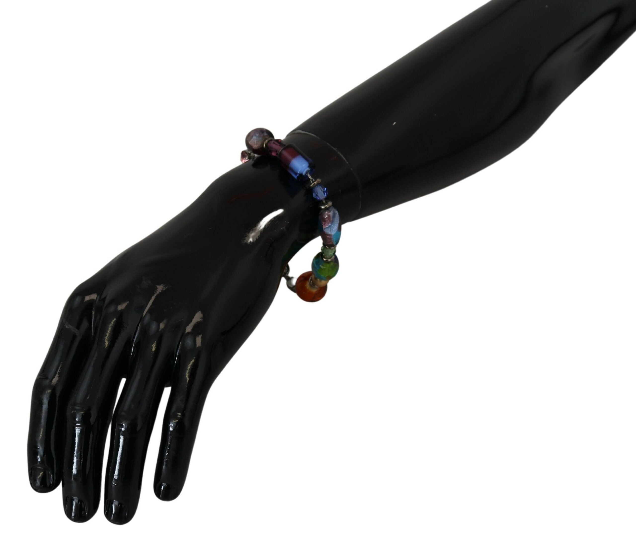 Multicolor pearl silver chain bracelet