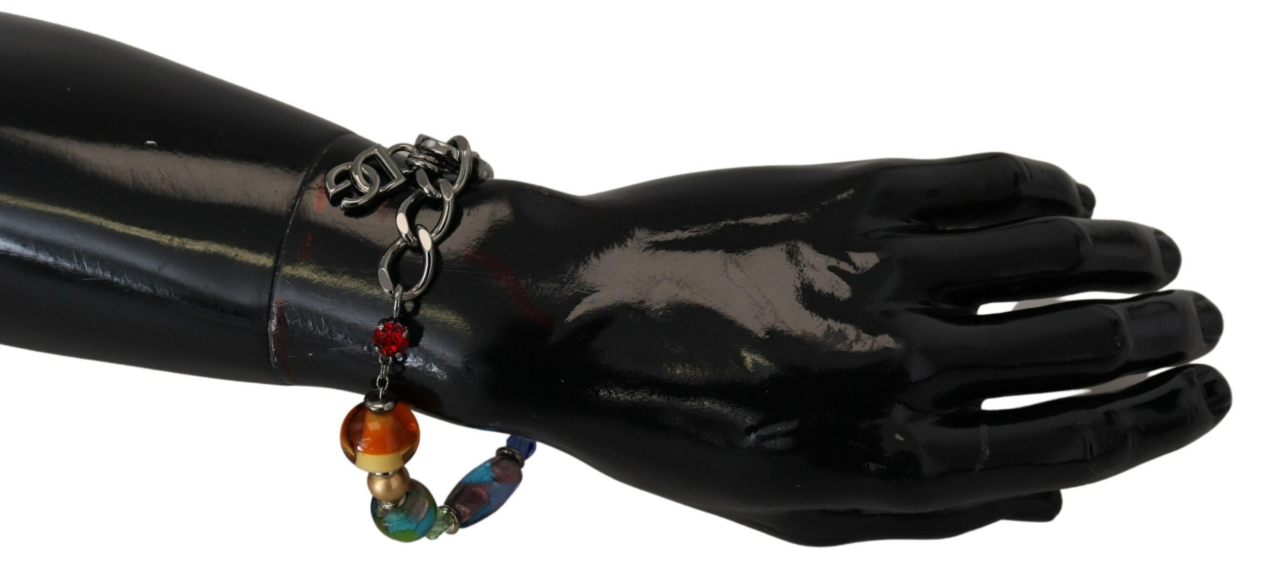 Multicolor pearl silver chain bracelet