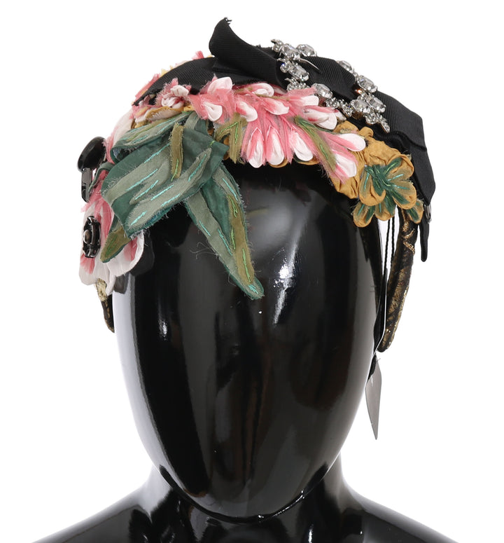 Elegant floral headband with crystal embellishment