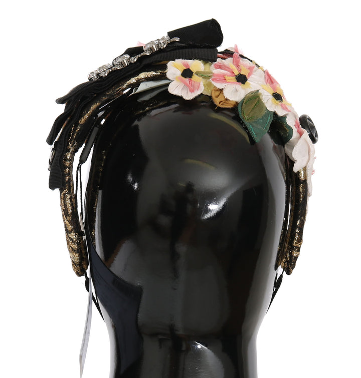 Elegant floral headband with crystal embellishment
