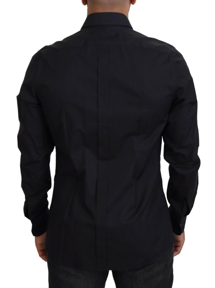 Schwarzes Rosen Slim Fit Baumwollhemd