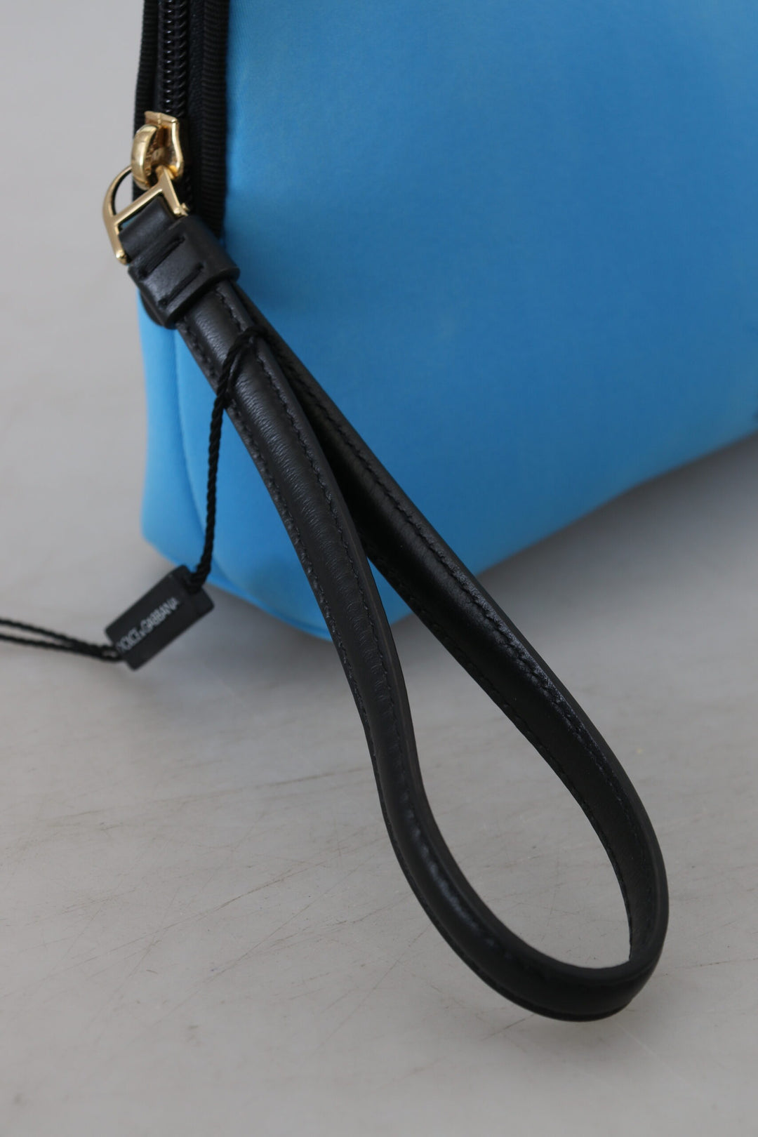 Elegant blue polyamide bucket bag