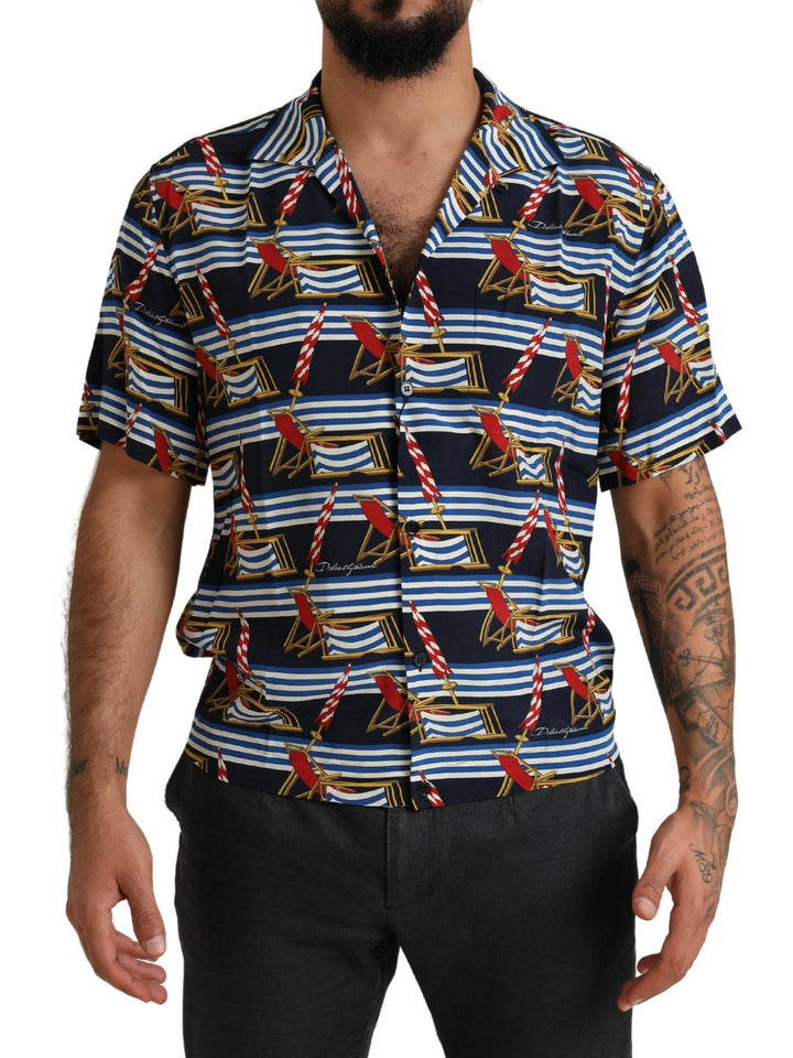 Elegant multicolor silk casual shirt