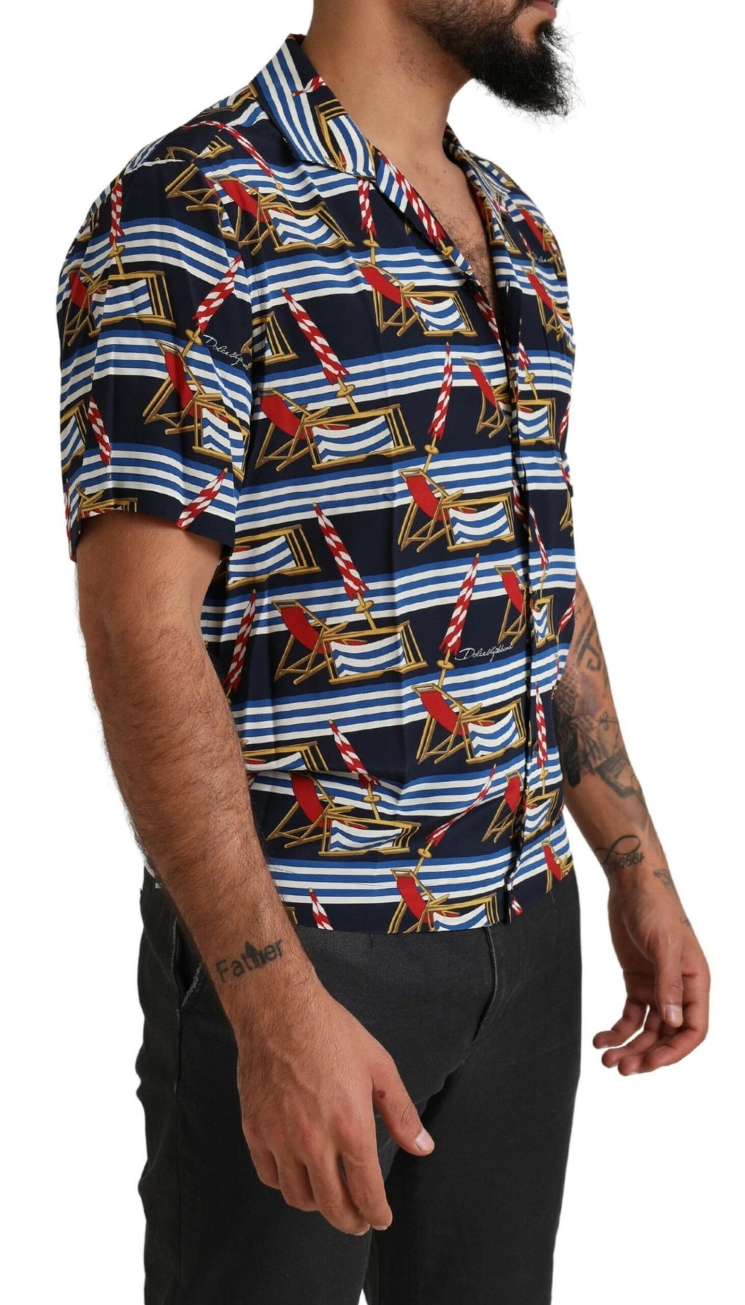 Elegant multicolor silk casual shirt