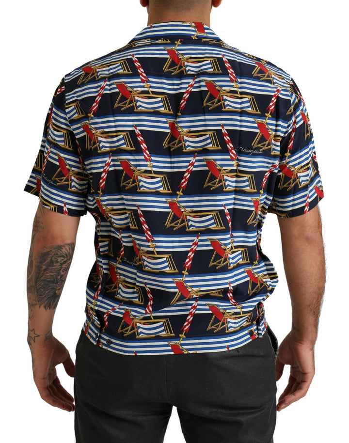 Elegant multicolor silk casual shirt