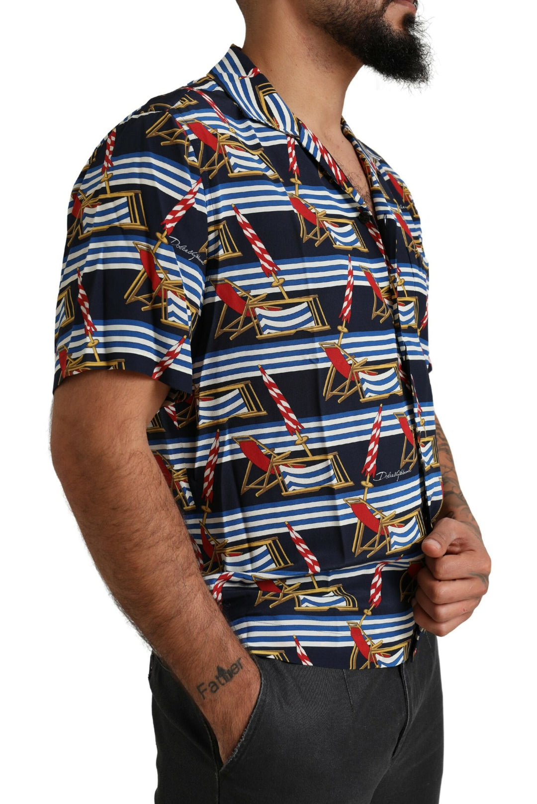 Elegant multicolor silk casual shirt