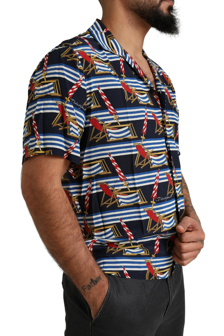 Elegant multicolor silk casual shirt