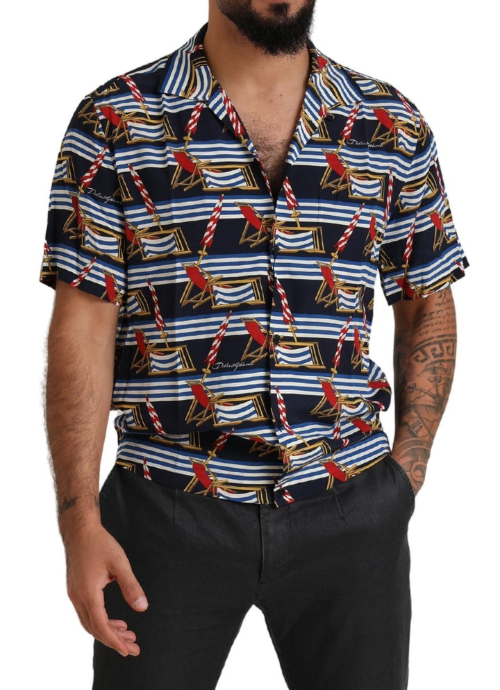 Elegant multicolor silk casual shirt