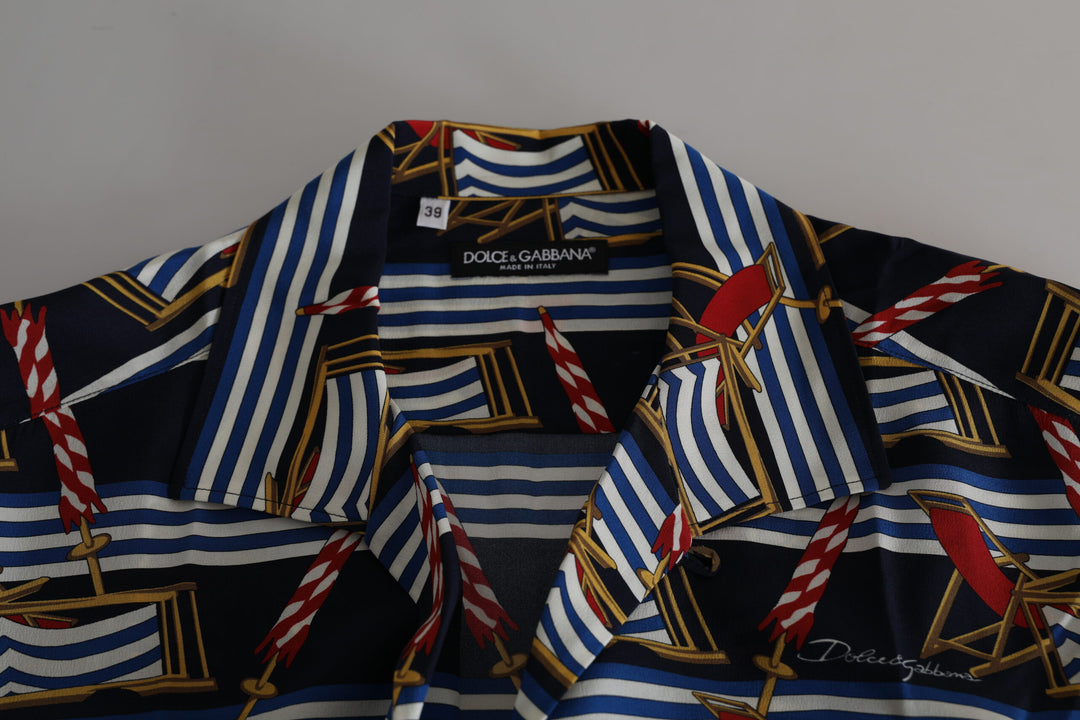Elegant multicolor silk casual shirt