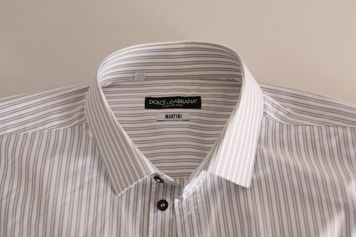 Weißes MARTINI Baumwollstreifenhemd Formales Hemd