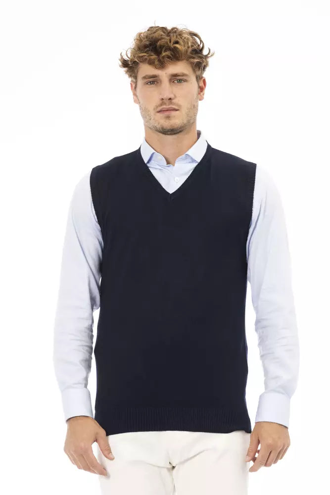 Blue viscose men's vest