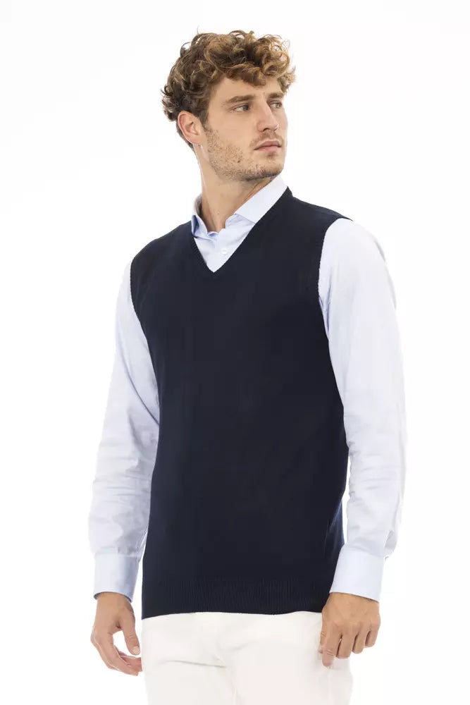 Blue viscose men's vest