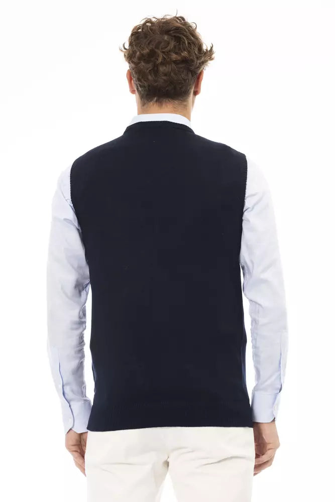 Blue viscose men's vest