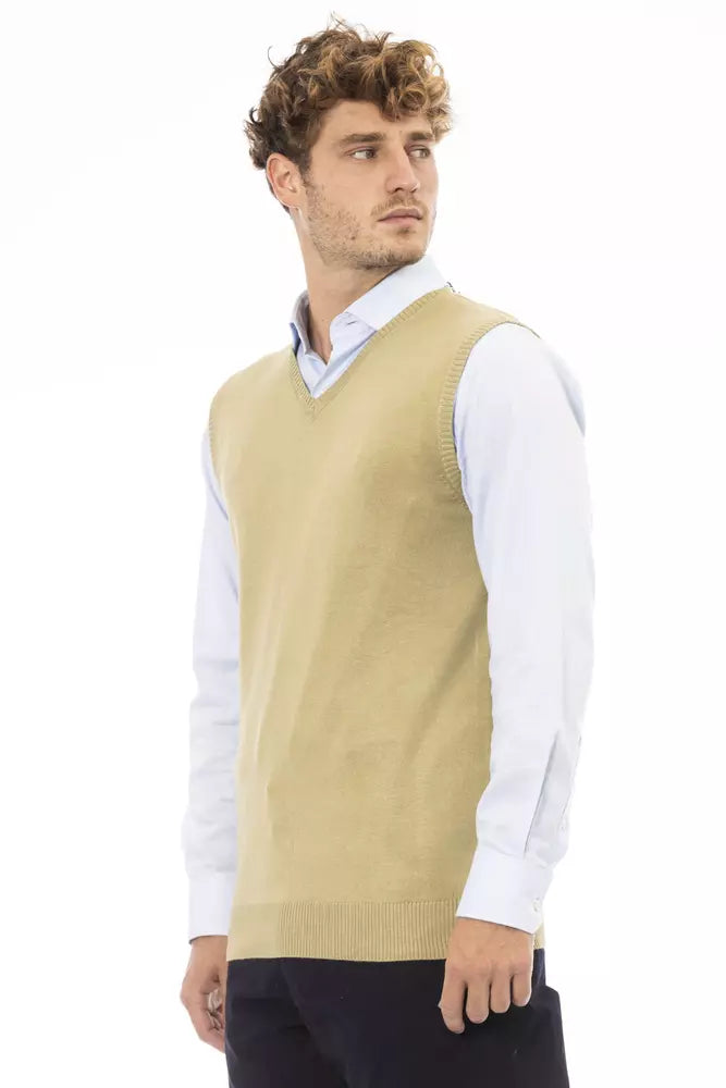 Beige viscose men's vest