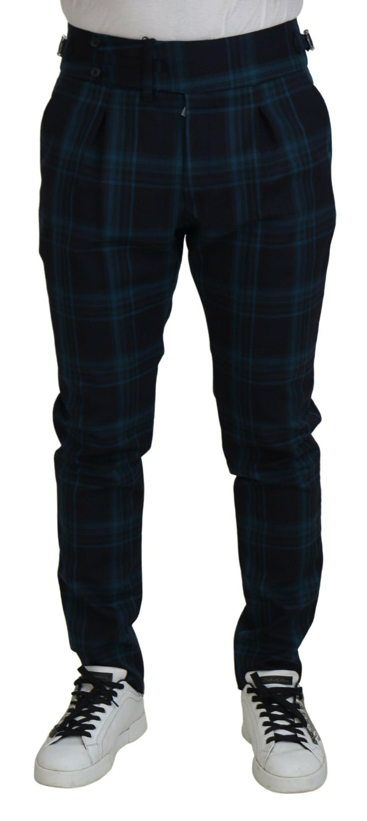 Elegant checked wool dress trousers