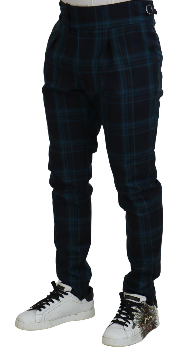 Elegant checked wool dress trousers