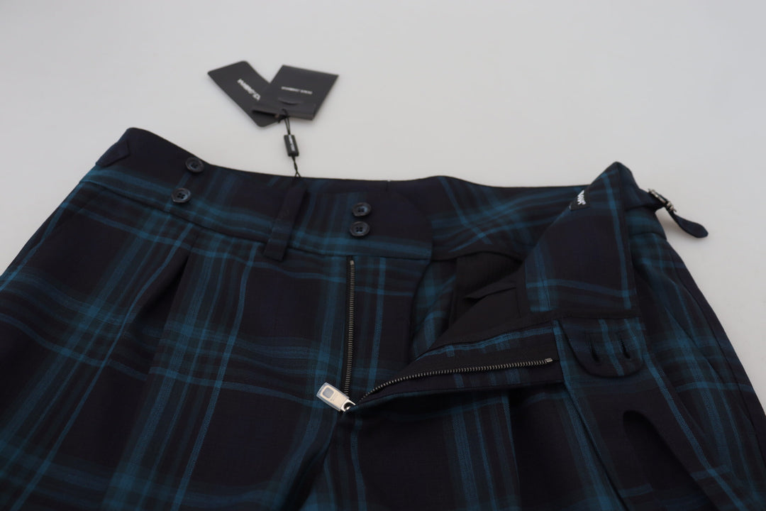 Elegant checked wool dress trousers